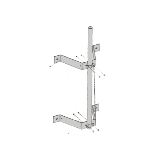 Montaje doble de pared con mástil de 2-3/8" x 0.154" x 6' (1.8 m).