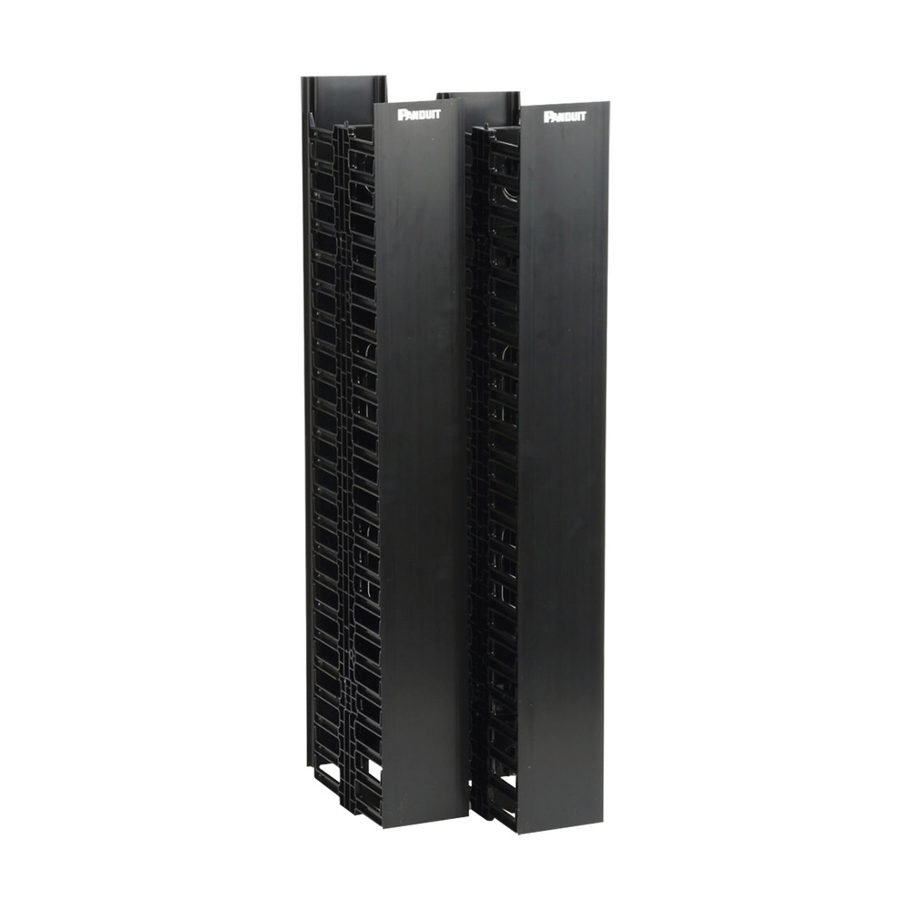 Organizador Vertical Doble NetRunner, para Rack Abierto de 45 Unidades, 4.9in de Ancho, Color Negro