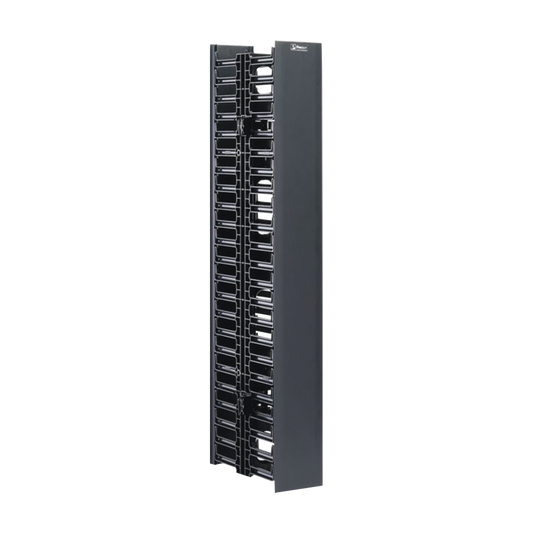 Organizador Vertical Doble NetRunner, para Rack Abierto de 45 Unidades, 4.9in de Ancho, Color Negro