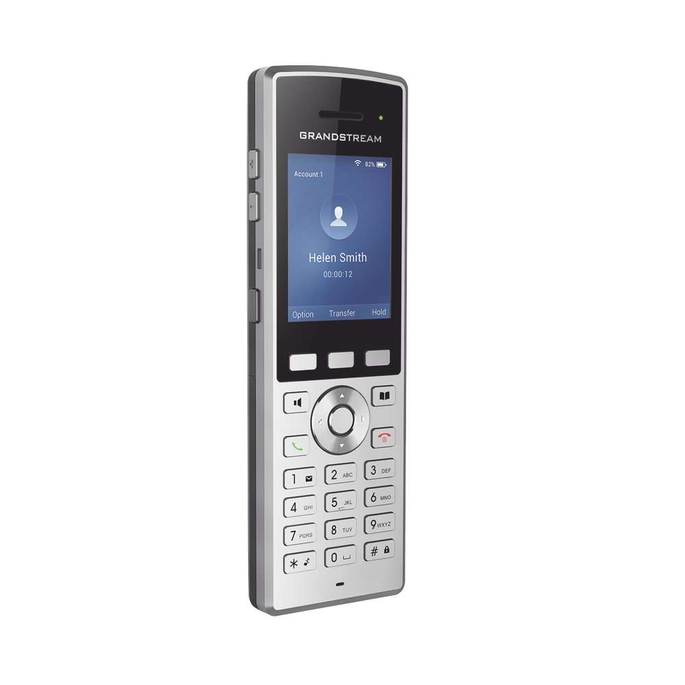 Portable business WiFi phone with 2 lines and SIP accounts, Bluetooth, and push-to-talk button