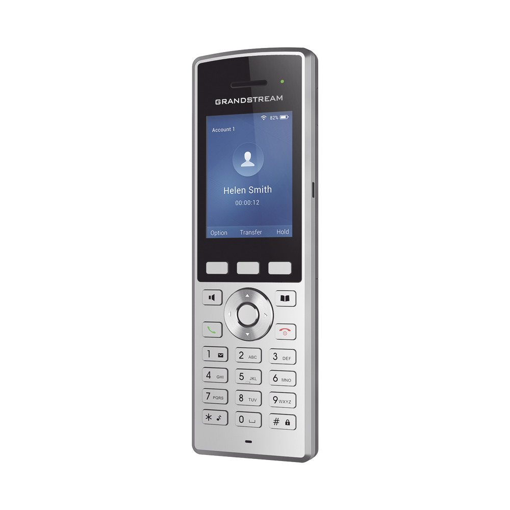 Portable business WiFi phone with 2 lines and SIP accounts, Bluetooth, and push-to-talk button