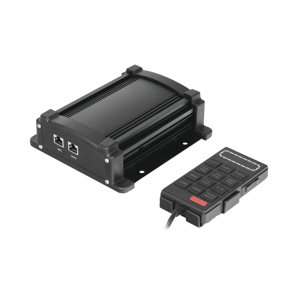 Sirena Vehicular de 100W de Potencia Con Controlador Unimando, Control de Tonos, Patrones de destello de Barras de Luces X67/ X75  y Micrófono