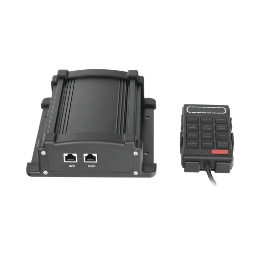 Sirena Vehicular de 100W de Potencia Con Controlador Unimando, Control de Tonos, Patrones de destello de Barras de Luces X67/ X75  y Micrófono 