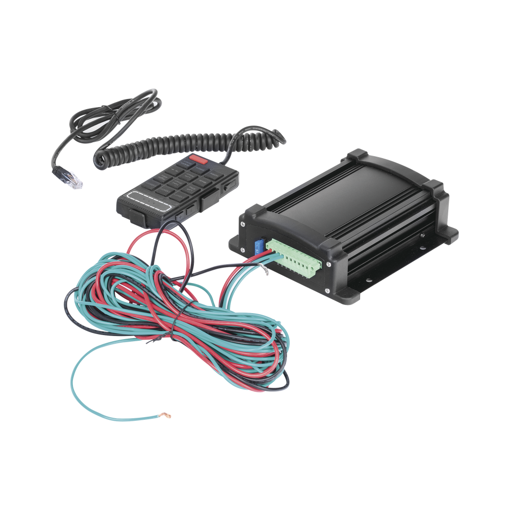 Sirena Vehicular de 100W de Potencia Con Controlador Unimando, Control de Tonos, Patrones de destello de Barras de Luces X67/ X75  y Micrófono