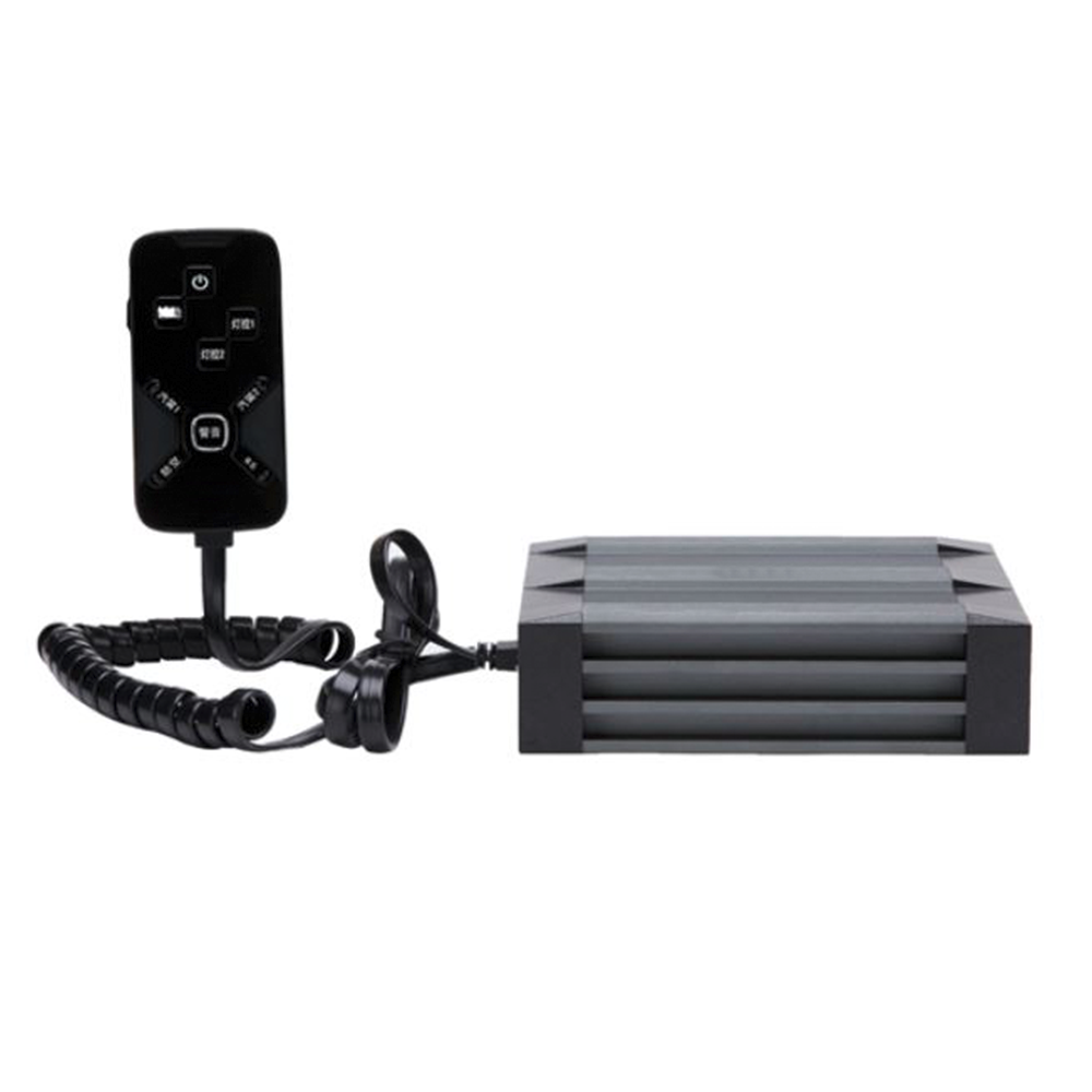 Sirena Vehicular de 100W de Potencia, Con Controlador Unimando Para Tonos, 2 Luces Auxiliares y Microfono