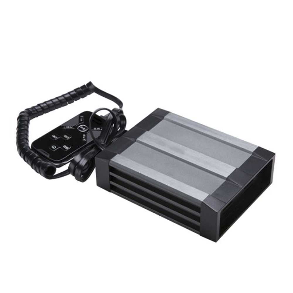 Sirena Vehicular de 100W de Potencia, Con Controlador Unimando Para Tonos, 2 Luces Auxiliares y Microfono