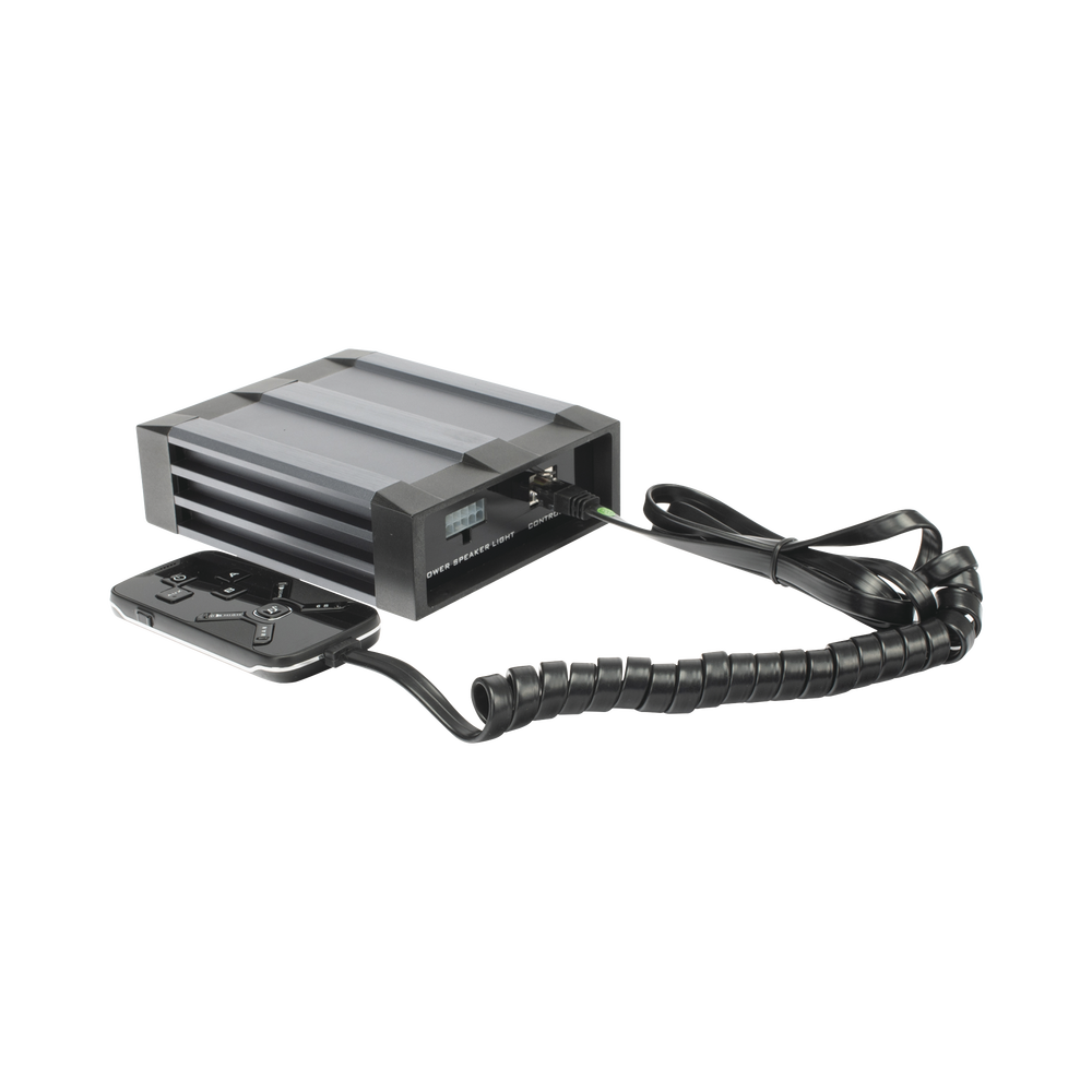 Sirena Vehicular de 100W de Potencia, Con Controlador Unimando Para Tonos, 2 Luces Auxiliares y Microfono