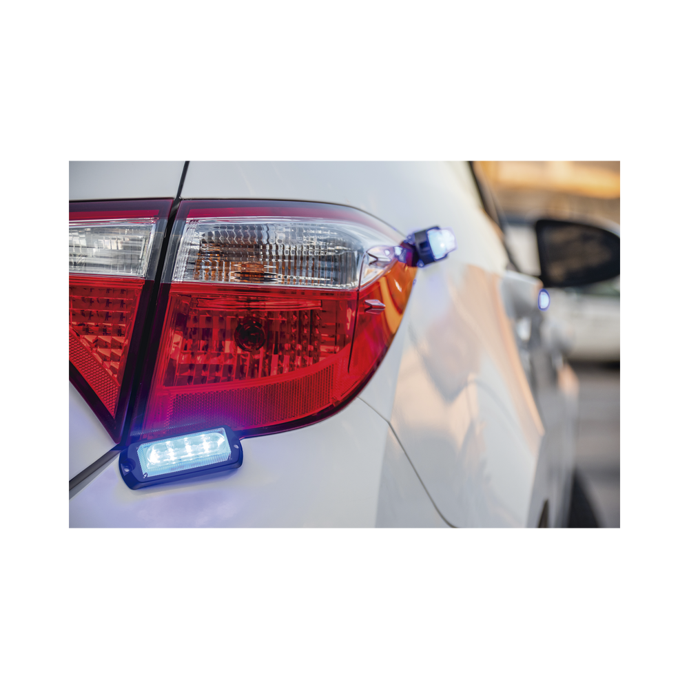 Luz Auxiliar Ultra Brillante X13 de 4 LEDs, Color Azul, con mica transparente