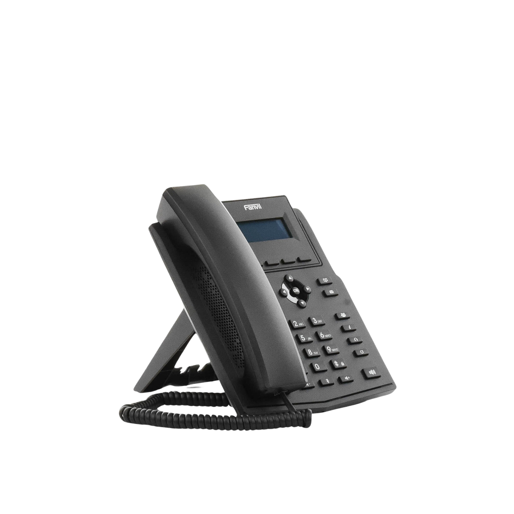 Business IP phone for 2 SIP lines with LCD display, Opus codec, 3-way conferencing, PoE.