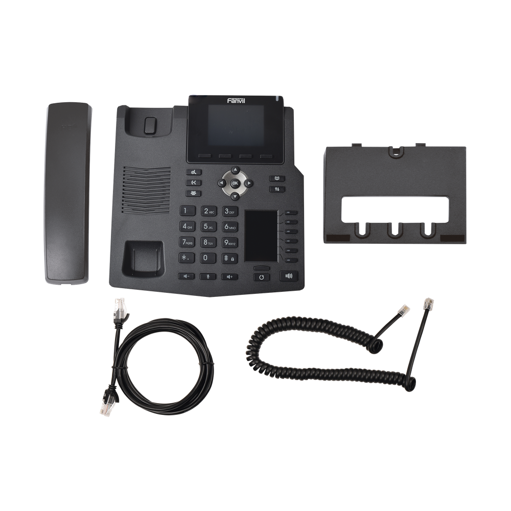 Enterprise IP Phone for 4 SIP Lines with 2 LCD Displays, 6 BLF/DSS Keys, Gigabit Ports, and 3-Way Conferencing, PoE