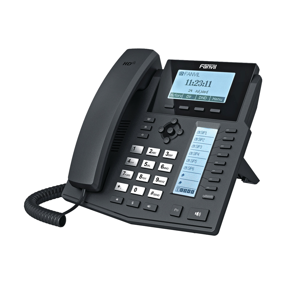 Teléfono IP Empresarial Para 6 Líneas SIP con Voz HD con 2 Pantallas LCD, 8 teclas BLF y Conferencia de 3 vías con Soporte Para PoE