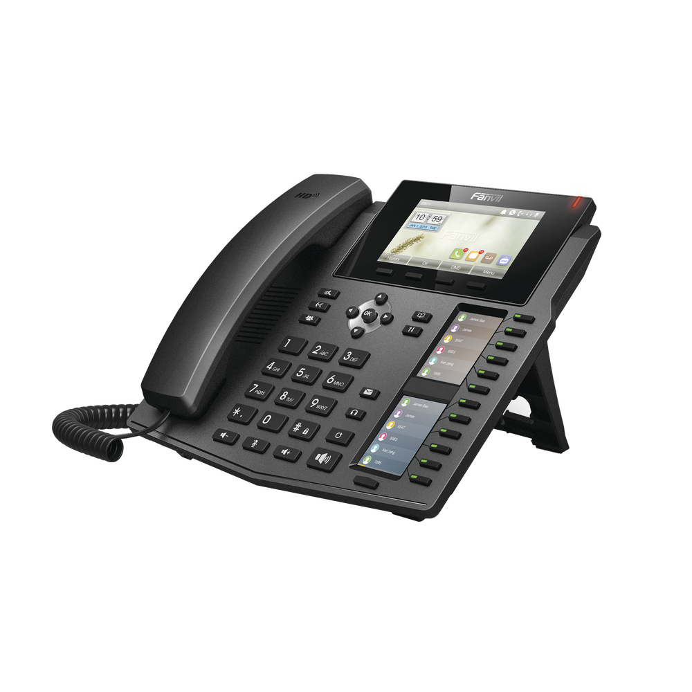 Enterprise IP Phone for 20 SIP lines, HD Voice, 3 Color LCD Screens, 12 BLF keys, PoE