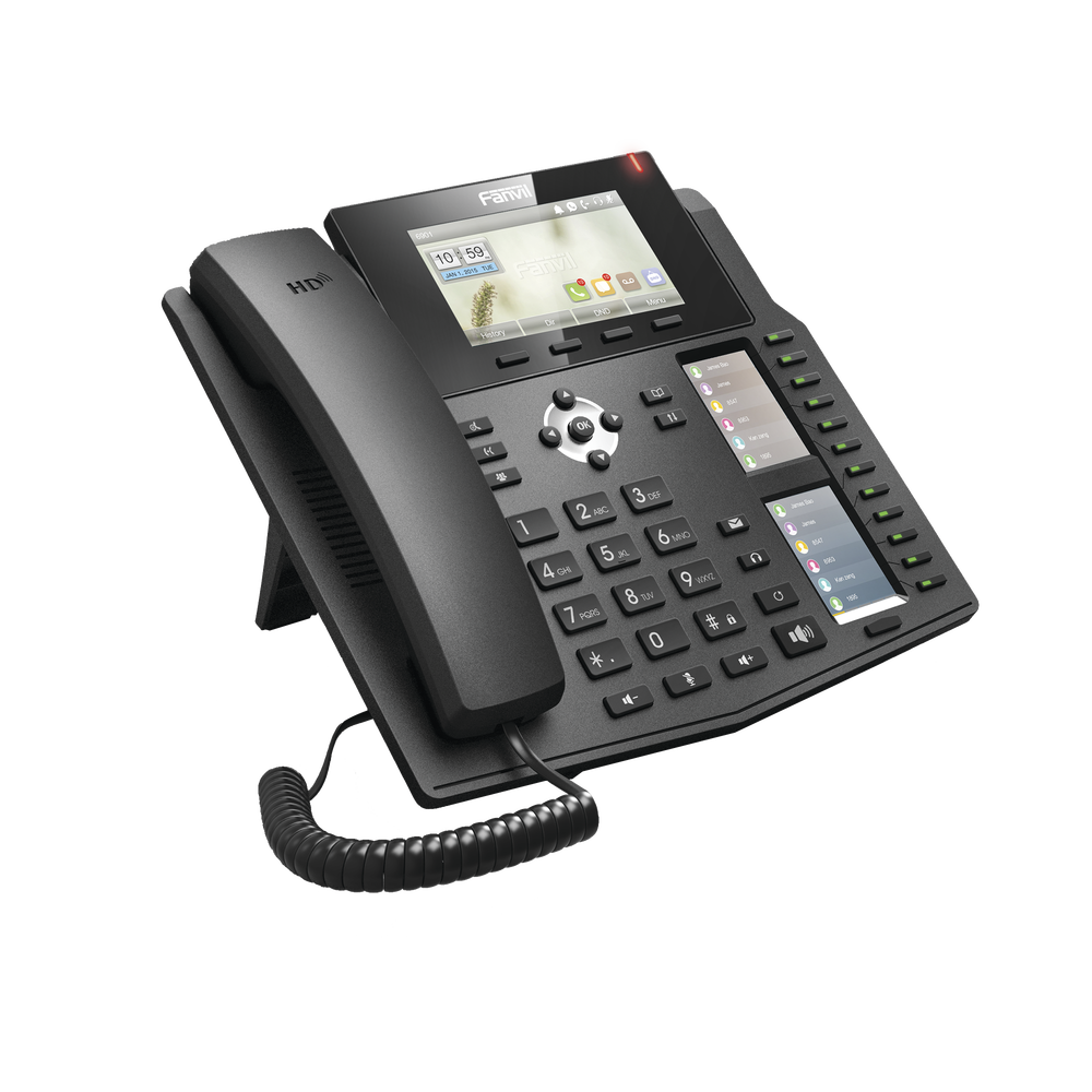 Enterprise IP Phone for 20 SIP lines, HD Voice, 3 Color LCD Screens, 12 BLF keys, PoE