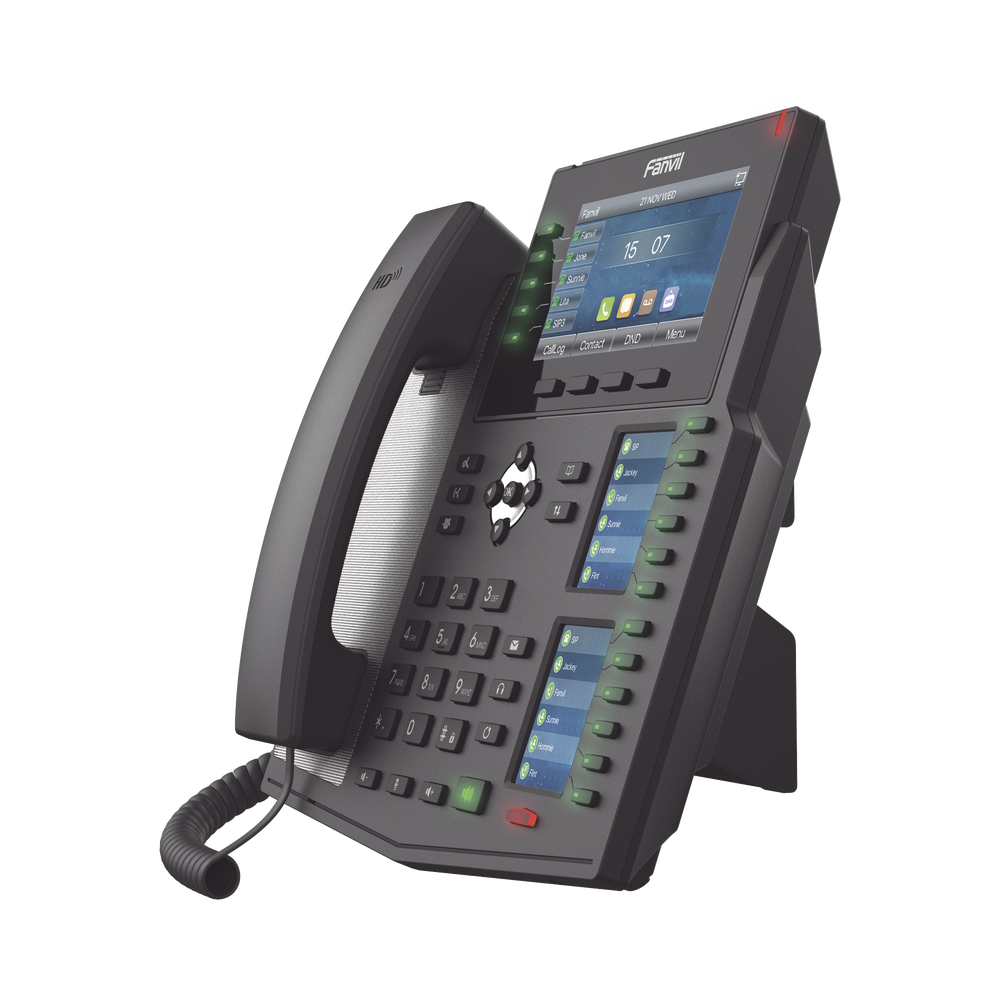 Enterprise IP Phone with European Standards, 20 SIP lines with color LCD display, 60 DSS/BLF keys, Gigabit ports, IPv6, Opus and 3-way conferencing, PoE/DC