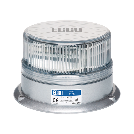 Baliza LED: Reflex, 12-24 Vcd, 15 patrones de destello, lente claro, iluminación ámbar 