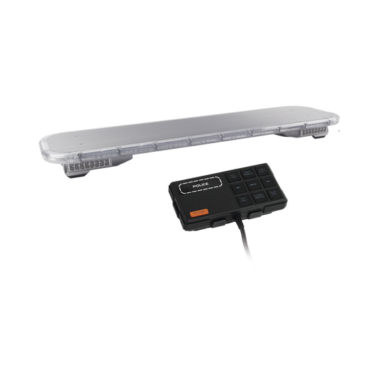Barra de luces LED de 46" Rojo/Azul/Ambar , De 132 LEDs, Sirena, Bocina y Controlador Incluido, Ideal para Equipar Unidades de Seguridad Publica