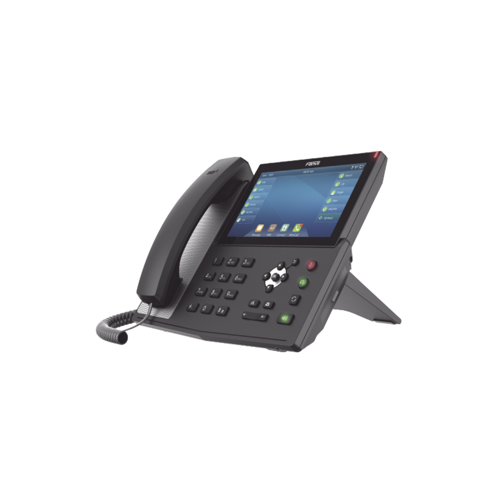 Enterprise IP phone for 20 SIP lines, touch screen, integrated Bluetooth for headset, PoE and up to 127 DSS buttons with dual Gigabit ports, supports video reception