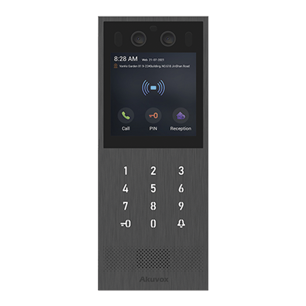 Videoportero IP Multiapartamento / SIP / PoE / Administración en la Nube / Acceso por Rostro, Tarjeta, PIN, BLE y Código QR / IK10 e IP65 / Compatible con App SmartPlus