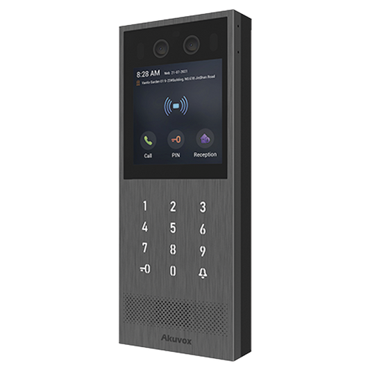 Videoportero IP Multiapartamento / SIP / PoE / Administración en la Nube / Acceso por Rostro, Tarjeta, PIN, BLE y Código QR / IK10 e IP65 / Compatible con App SmartPlus