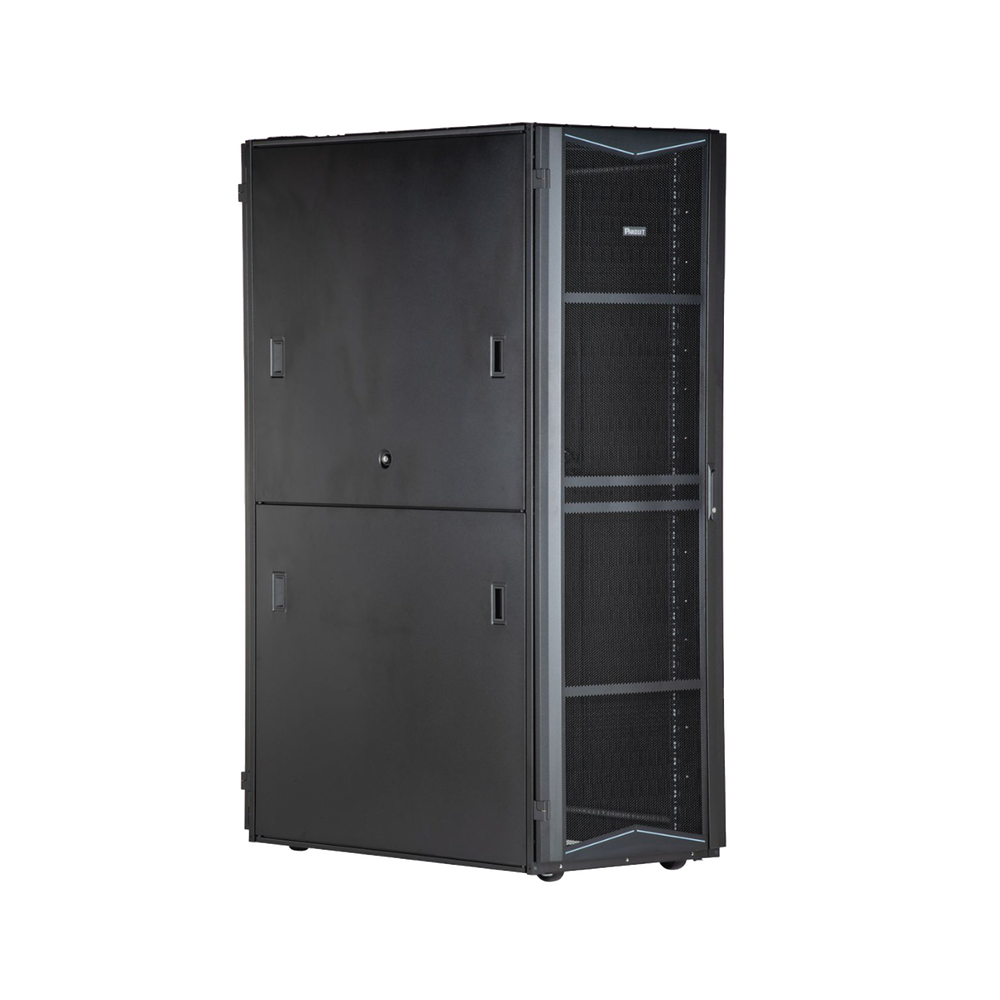 Gabinete FlexFusion para Centros de Datos, 42 UR, 800 mm de Ancho, 1070 mm de Profundidad, Fabricado en Acero, Color Negro