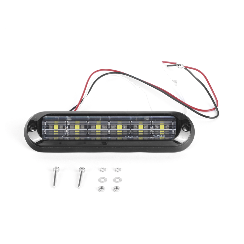 Ultra Bright IP67 6 LED Auxiliary Light, Amber Color, with Clear Lens and Black Bezel
