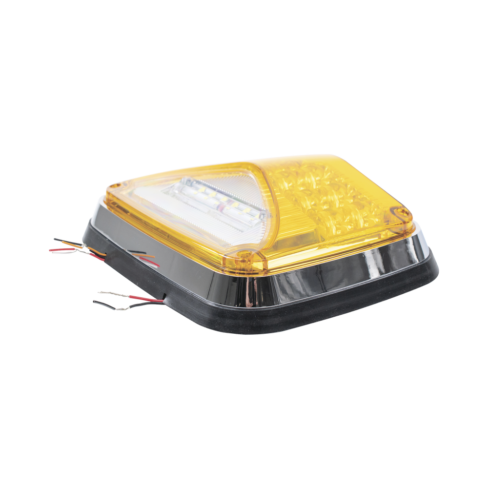 8 x 6" Amber Warning Light with Clear Work Light, Ideal for Ambulances