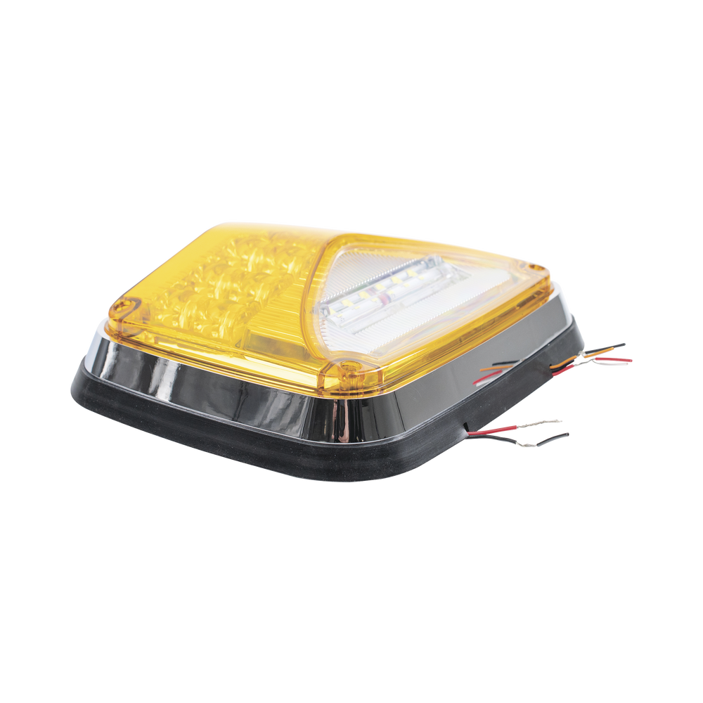 8 x 6" Amber Warning Light with Clear Work Light, Ideal for Ambulances