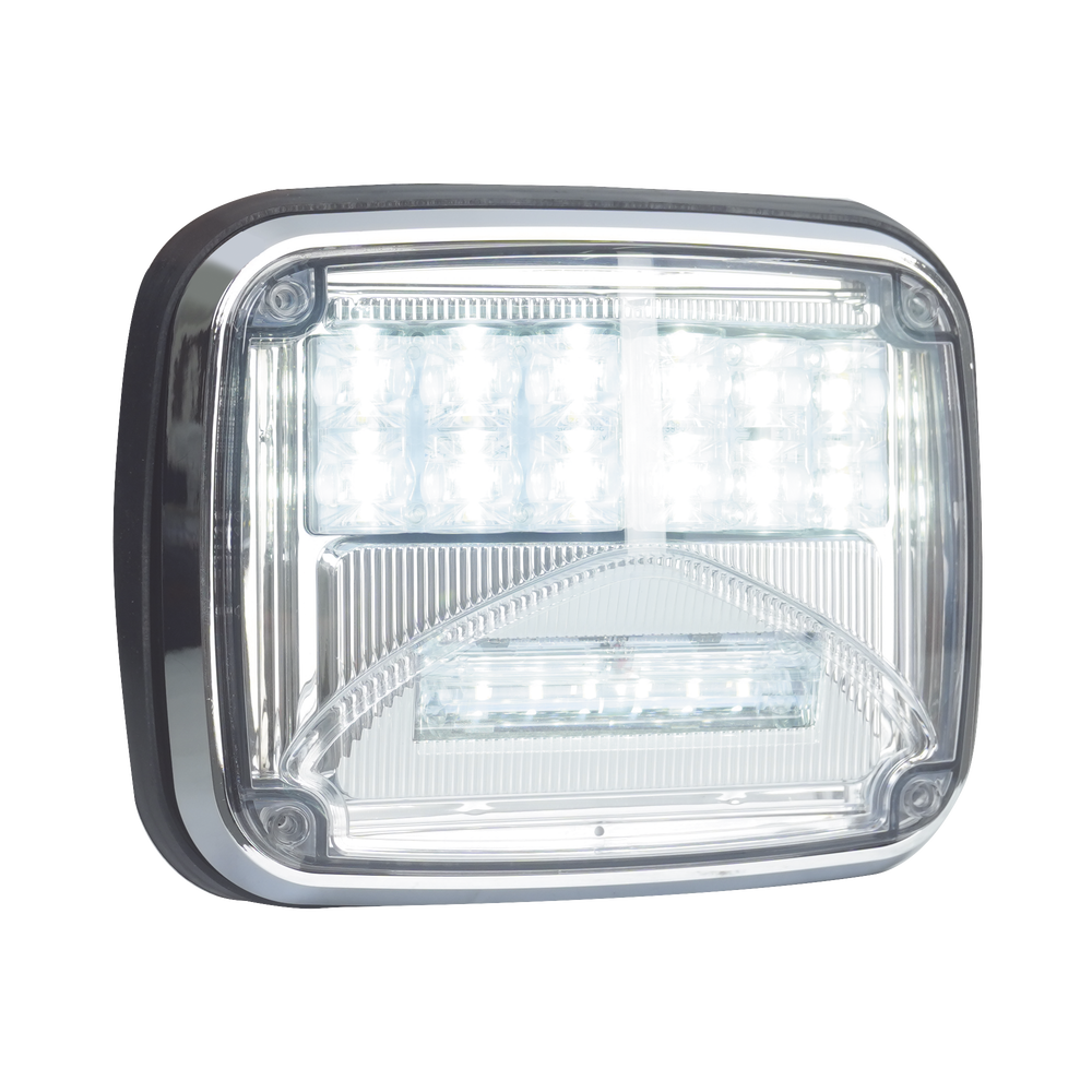 8 x 6" Warning Light, Clear Color, With Clear Working Light, Ideal for Ambulances