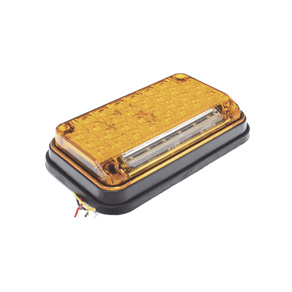 7x4" Amber Warning Light with Work Light, Ideal for Ambulances
