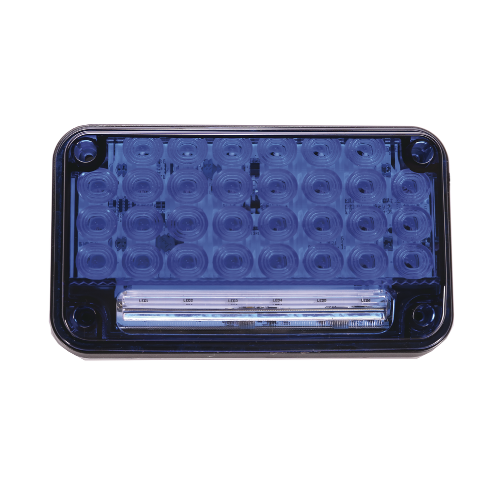 7x4" Blue Warning Light with Work Light, Ideal for Ambulances
