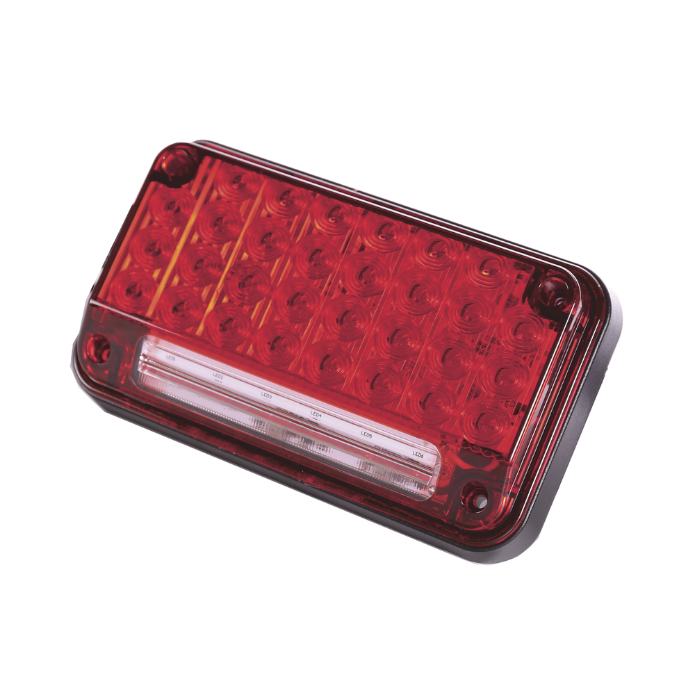 7x4" Red Warning Light with Work Light, Ideal for Ambulances