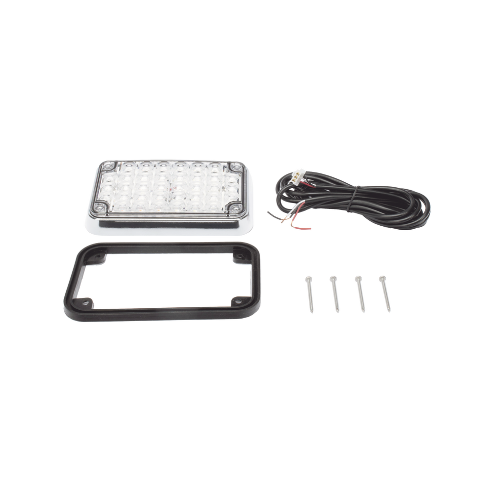 6x4" Warning Light, Bi-Color Red/Clear, Ideal for Ambulances