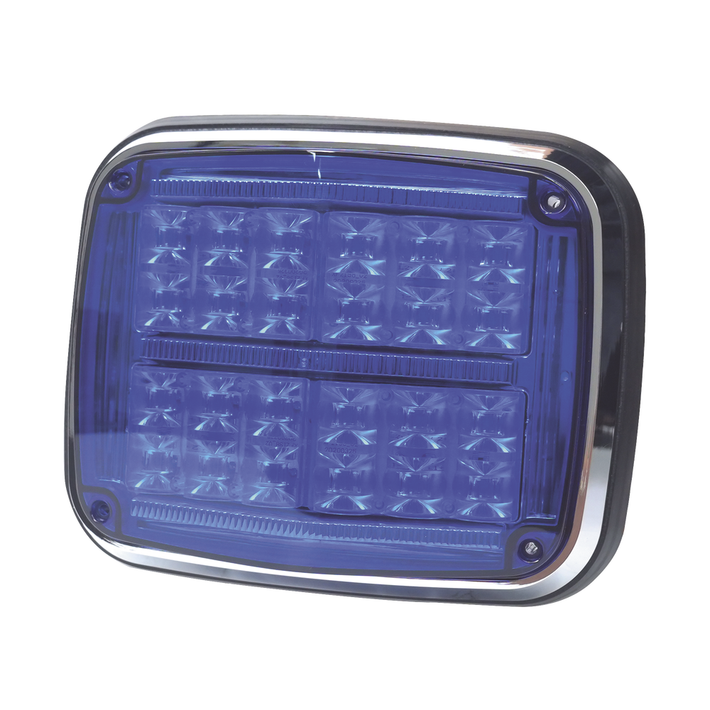 8 x 6" Warning Light, Blue, SAE, IP67, Ideal for Ambulances