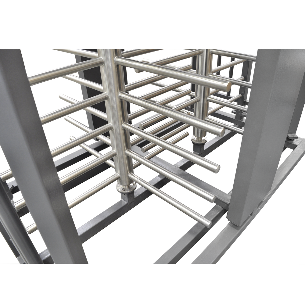 Double Turnstile / Full Body / Indoor/Outdoor / 100% Steel with Gray Paint / Stainless Steel Center Shaft / Luxury Finish / High Traffic