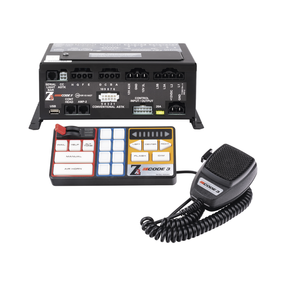 Sirena remota de lujo Z3 ™, salida de 200W con botón programable y controles de interruptor deslizante.