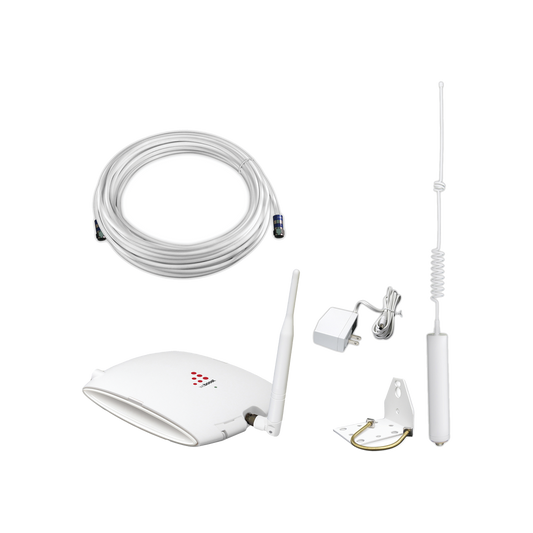 KIT de Amplificador de Señal Celular | Soporta  3G y mejora la calidad de las llamadas | Cubre hasta 235 metros cuadrados | 64 dB de Ganancia Máxima.