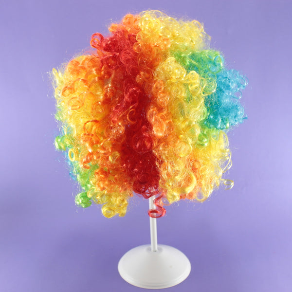 Peluca corta de rizos multicolor para disfraz de payaso