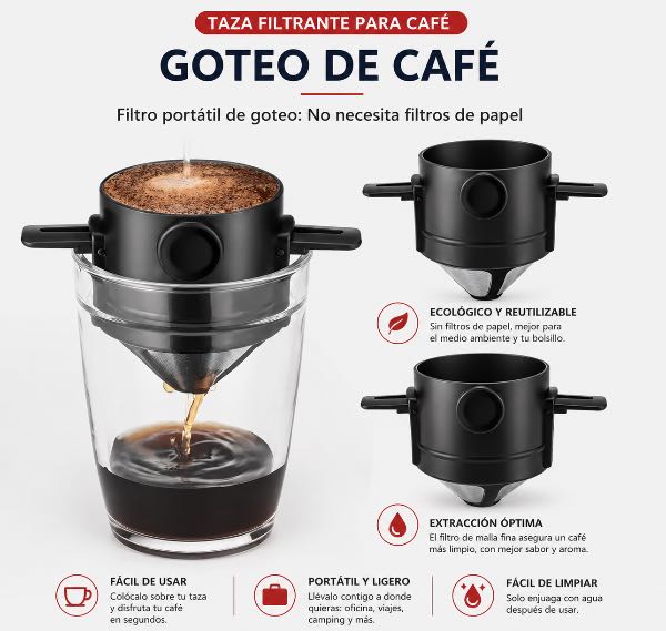 Filtro cafe reutilizable portatil