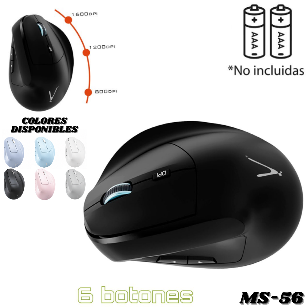 Mouse Inalambrico Vertical Ergo Ms-56