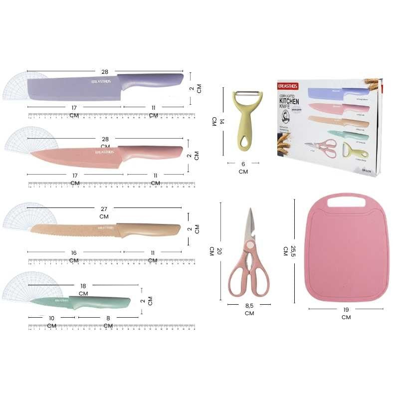 Set Cuchillos Tabla Pelador y Tijeras