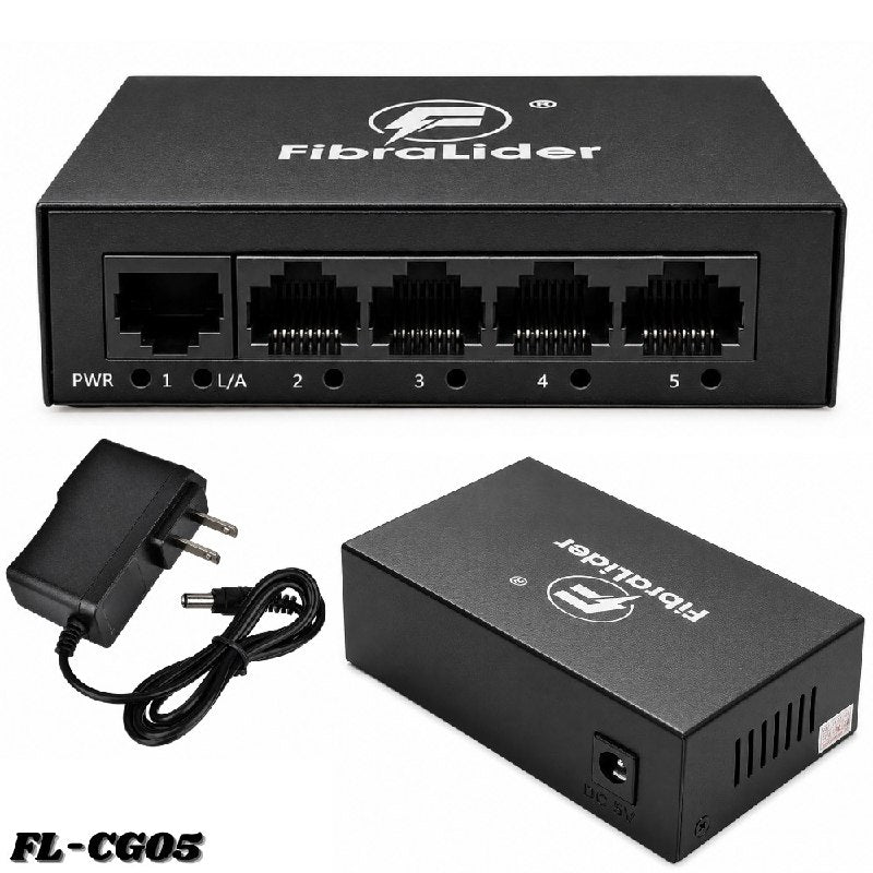 Switch Ethernet 5 Puertos Adaptador RJ45