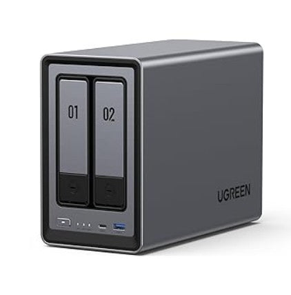 ALMACENAMIENTO TIPO NAS, 2 BAHIAS SATA HASTA 48TB, CONECTADO A LA RED, COLOR GRIS