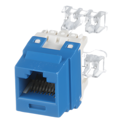 Conector Jack Estilo 110 (de Impacto), Tipo Keystone, Categoría 6, de 8 posiciones y 8 cables, Color Azul