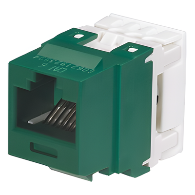 Conector Jack Estilo 110 (de Impacto), Tipo Keystone, Categoría 6, de 8 posiciones y 8 cables, Color Verde