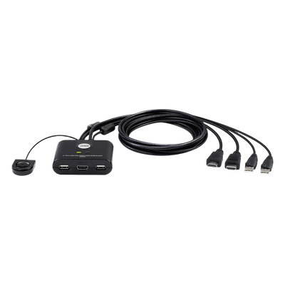 Switch KVM / USB FHD HDMI / de 2 Puertos en Formato Cable / 1920x1080 @ 60Hz (FHD) / HDCP 1.4 / Conecta y Controla 2 Equ