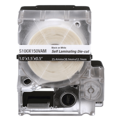 Cassette Etiq. autolam. p/impresora MP PXE™ S100X225VAM, vin., blanca, 2.25"x1", 0.75"POH