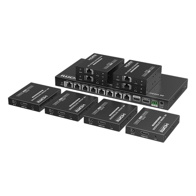 Kit Divisor y Extensor HDMI / Divide 1 Fuente HDMI a 8 Pantallas / Extiende la señal HDMI hasta 70 m / Resolución 4K @ 6