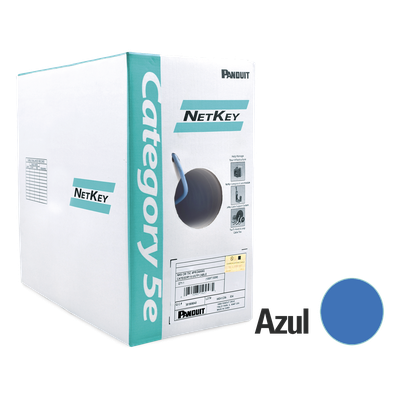 Bobina de Cable UTP de 305 m. de Cobre, NetKey, Azul, Categoría 5e (24 AWG), Riser (CMR), de 4 Pares