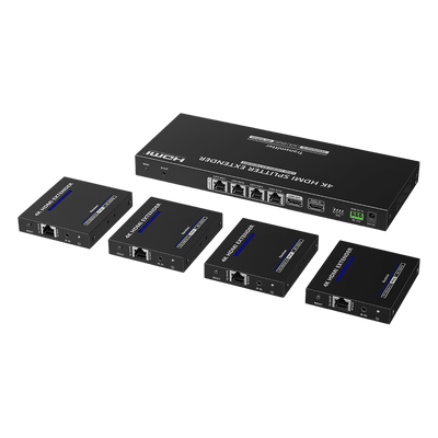 Kit Divisor y Extensor HDMI / Divide 1 Fuente HDMI a 4 Pantallas / Extiende la señal HDMI hasta 70 m / Resolución 4K @ 6