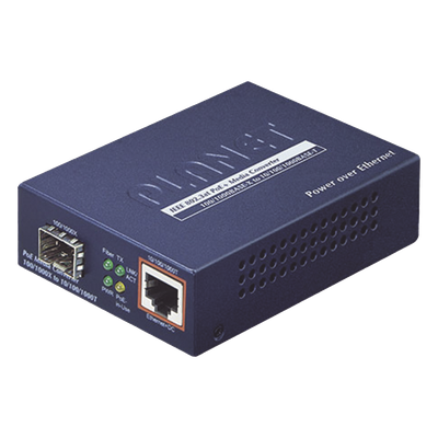 Convertidor de Medios IEEE802.3 AF/AT PoE 10/100/1000BASE T TO MINIGBIC SFP